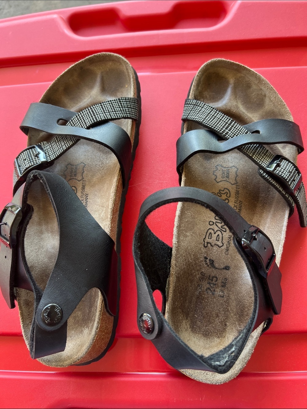Black womens birkis sandals 38 or 7